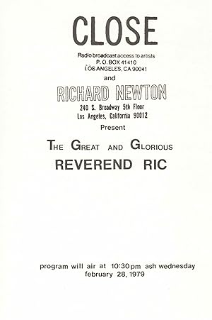 The Great and Glorious Reverend Ric Close Radio