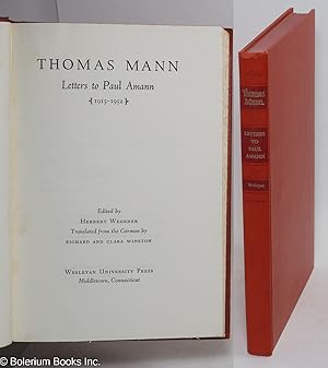 Seller image for Thomas Mann, Letters to Paul Amann (1915-1952] for sale by Bolerium Books Inc.