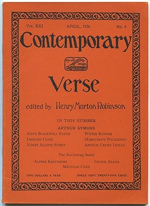 Bild des Verkufers fr Contemporary Verse - April 1926 zum Verkauf von Between the Covers-Rare Books, Inc. ABAA