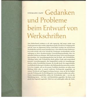 Seller image for Gedanken und Probleme beim Entwurf von Werkschriften. Sonderdruck aus "Philobiblon" 4. Heft Hamburg 1958. for sale by Antiquariat Appel - Wessling
