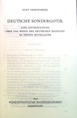 Bild des Verkufers fr Deutsche Sondergotik : Eine Untersuchung ber d. Wesen d. dt. Baukunst im spten Mittelalter. zum Verkauf von books4less (Versandantiquariat Petra Gros GmbH & Co. KG)