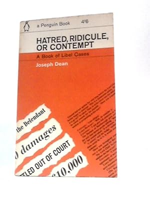 Bild des Verkufers fr Hatred, Ridicule or Contempt zum Verkauf von World of Rare Books