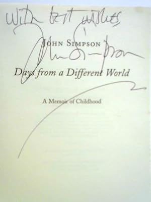 Seller image for Days from a Different World: A Memoir of Childhood for sale by World of Rare Books