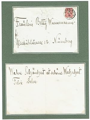 Imagen del vendedor de Eigenh. Albumblatt mit Unterschrift. a la venta por Kotte Autographs GmbH