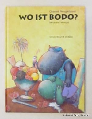 Image du vendeur pour Wo ist Bodo? Ein Suchbilderbuch. Hamburg, Neugebauer, 2002. Fol. Durchgngig farbig illustriert von Michael Wrede. 14 Bl. Farbiger Or.-Pp. (ISBN 3851956893). mis en vente par Jrgen Patzer