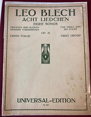 Imagen del vendedor de Acht Liedchen, Opus 21. Grossen und kleinen Kindern Vorzusingen. Erste Folge. / Eight Songs, Opus 21. First Group. (#3271/8963) a la venta por Plurabelle Books Ltd