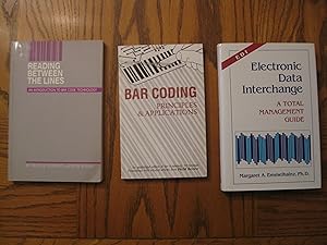 Seller image for EDI and Bar Coding Three (3) Book Lot, including: Bar Coding (Principles and Applications); Reading Between the Lines (An Introduction to Bar Code Technology), and Electronic Data Interchange - A Total Management Guide for sale by Clarkean Books