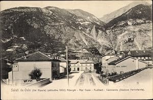 Seller image for Ansichtskarte / Postkarte Oulx Piemonte, Alberghi, Alpi Cozie, Audibert, Commercio, Stazione Ferroviarvia for sale by akpool GmbH