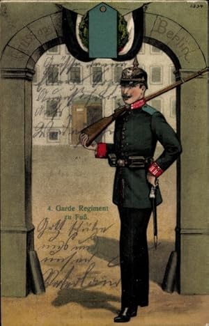 Regiment Ansichtskarte / Postkarte Berlin, 4. Garde Regiment zu Fuß, Deutscher Soldat in Uniform