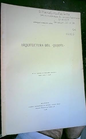 Bild des Verkufers fr Arquitectura del Quijote. Separata de la Revista de Filologa Espaola Tomo XXXII 1948 zum Verkauf von Librera La Candela