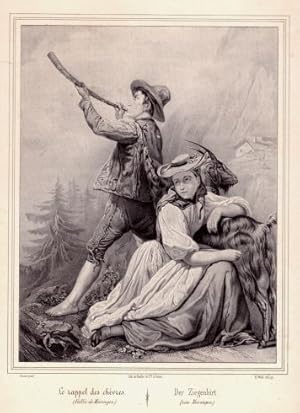 Der Ziegenhirt (von Meiringen)  Le rappel de chèvres (Vallé de Meiringen). Lithographie von N.We...