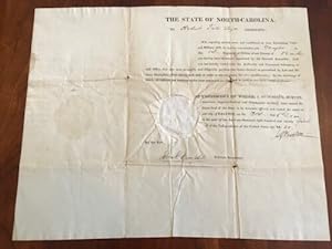 1825 State of North Carolina Commission of Robert Tate as Major of the 1st Regiment of Militia of...