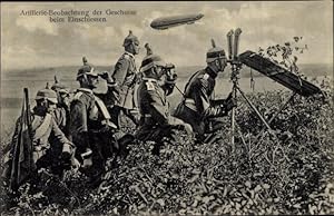 Seller image for Ansichtskarte / Postkarte Das Deutsche Heer, Artillerie Beobachtung der Geschosse beim Einschieen,Zeppelin,Scherenfernrohr for sale by akpool GmbH