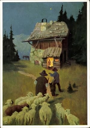 Bild des Verkufers fr Knstler Ansichtskarte / Postkarte Schnermark, M., Glckwunsch Weihnachten, Mit den Hirten will ich gehen. zum Verkauf von akpool GmbH