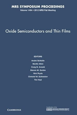 Seller image for Oxide Semiconductors and Thin Films: Volume 1494 for sale by moluna