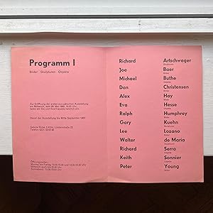 Seller image for Programm I: Bilder Skulpturen Objekte Exhibition Pamphlet for sale by Fenrick Books