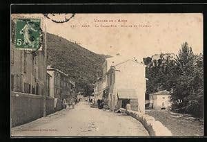 Carte postale Axat, la Grand'Rue, Moulin et Chateau