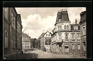 Ansichtskarte Hartha, Dresdner Strasse mit Drogerie