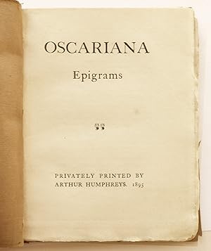 Seller image for Oscariana Epigrams for sale by Ocean-Books
