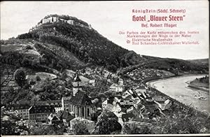 Immagine del venditore per Ansichtskarte / Postkarte Knigstein an der Elbe Schsische Schweiz, Hotel Blauer Stern, Festung, Schiff, Landkarte - Bes. Robert Mager venduto da akpool GmbH