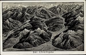 Landkarten Ansichtskarte / Postkarte Der Chiemgau, Panorama, Kaisergebirge, Fellhorn, Groß Venedi...