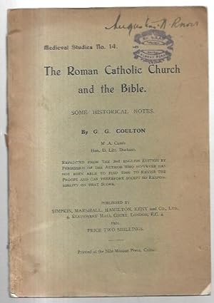 Seller image for The Roman Catholic Church and the Bible: Some Historical Notes. Medieval Studies No. 14. for sale by City Basement Books