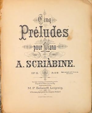 Imagen del vendedor de [Op. 15] 5 prludes pour piano. Op. 15 a la venta por Paul van Kuik Antiquarian Music