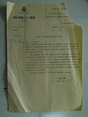 Lotto Documenti Donazione RICCIARDI MUSEO NAZIONALE DI S. MARTINO Napoli 1924