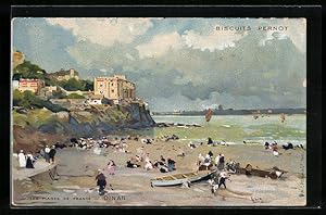 Künstler-Carte postale Dinan, ein Sommertag am Strand