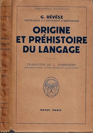 Bild des Verkufers fr Origine et prehistoire du langage zum Verkauf von Biblioteca di Babele