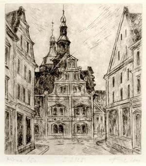 Bild des Verkufers fr Pirna, Blick von Schssergasse auf Rathaus. ;Limitierte Auflage I 2/25 zum Verkauf von Antiquariat Kastanienhof