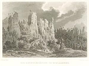Seller image for Die Herkulessulen im Bielagrund. Original Stahlstich um 1840 for sale by Antiquariat Kastanienhof