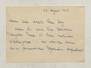 Eigenh. Briefkarte mit U. "Winifred Wagner".