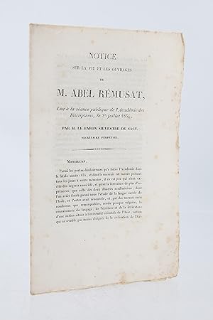 Bild des Verkufers fr Notice sur la vie et les ouvrages de M. Abel Rmusat zum Verkauf von Librairie Le Feu Follet