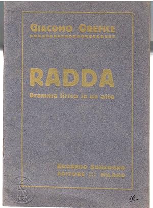Immagine del venditore per Radda. Dramma Lirico in Un Atto venduto da Il Salvalibro s.n.c. di Moscati Giovanni