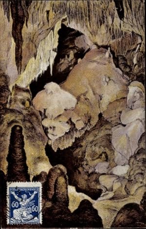 Ansichtskarte / Postkarte Sloup Slaup Südmähren, Die hängende Tropfsteinbrücke in den Slouper Höhlen