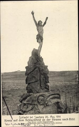 Ansichtskarte / Postkarte Schlacht bei Saarburg 1914, Kreuz des Heilands, Jesusbild