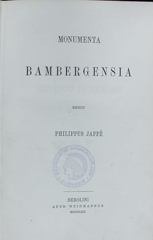 Bild des Verkufers fr Monumenta Bambergensia. Bibliotheca rerum Germanicarum ; T. 5. zum Verkauf von Antiquariat Bookfarm