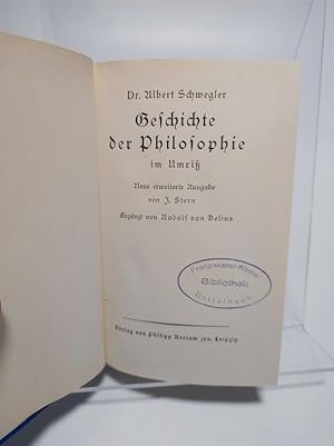 Imagen del vendedor de Geschichte der Philosophie im Umri. a la venta por Antiquariat Bookfarm