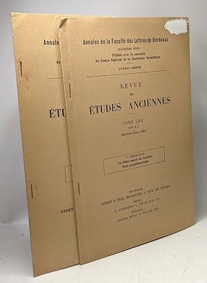 Imagen del vendedor de Revue des tudes anciennes - TOME LXII n1-2 Janvier-Juin 1960 + TOME LXII N1-2 Janvier-Juin 1964 / Annales de la facult des lettres de Bordeaux LXXXIIe et LXXXVIe anne a la venta por crealivres