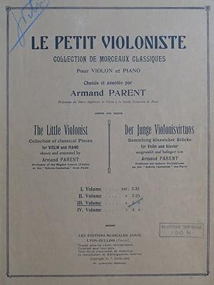 Image du vendeur pour PARENT Armand Le Petit Violoniste Volume 3 Piano Violon 1924 mis en vente par partitions-anciennes