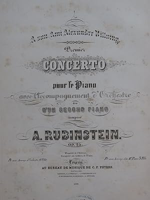 RUBINSTEIN Antoine Concerto op 25 No 1 2 Pianos 4 mains ou Cordes ca1858