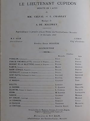 DE MAUPREY André Le Lieutenant Cupidon Opérette Chant Piano 1910