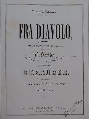 AUBER D. F. E. Fra Diavolo Opéra Chant Piano ca1855