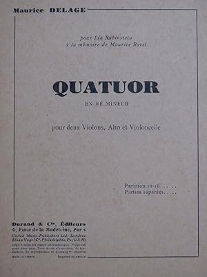 DELAGE Maurice Quatuor en Ré mineur Violon Alto Violoncelle 1951