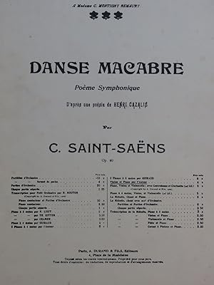 Imagen del vendedor de SAINT-SAENS Camille Danse Macabre Piano Violon 1926 a la venta por partitions-anciennes