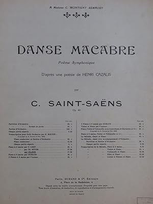 Imagen del vendedor de SAINT-SANS Camille Danse Macabre op 40 Piano a la venta por partitions-anciennes