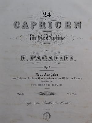 PAGANINI Niccolo Capricen 24 Caprices op 1 Violon ca1854