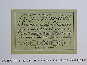 HAENDEL G. F. Stücke and Tänze Recorder Flûtes à bec