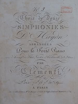 CLEMENTI Muzio Symphonie No 3 Haydn Flûte Violon Violoncelle 1815